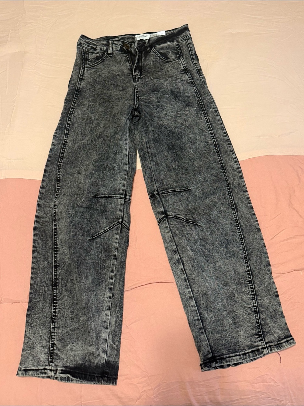 Blue Asphalt Woman Size 5 Black Acid-Wash Relaxed Jeans